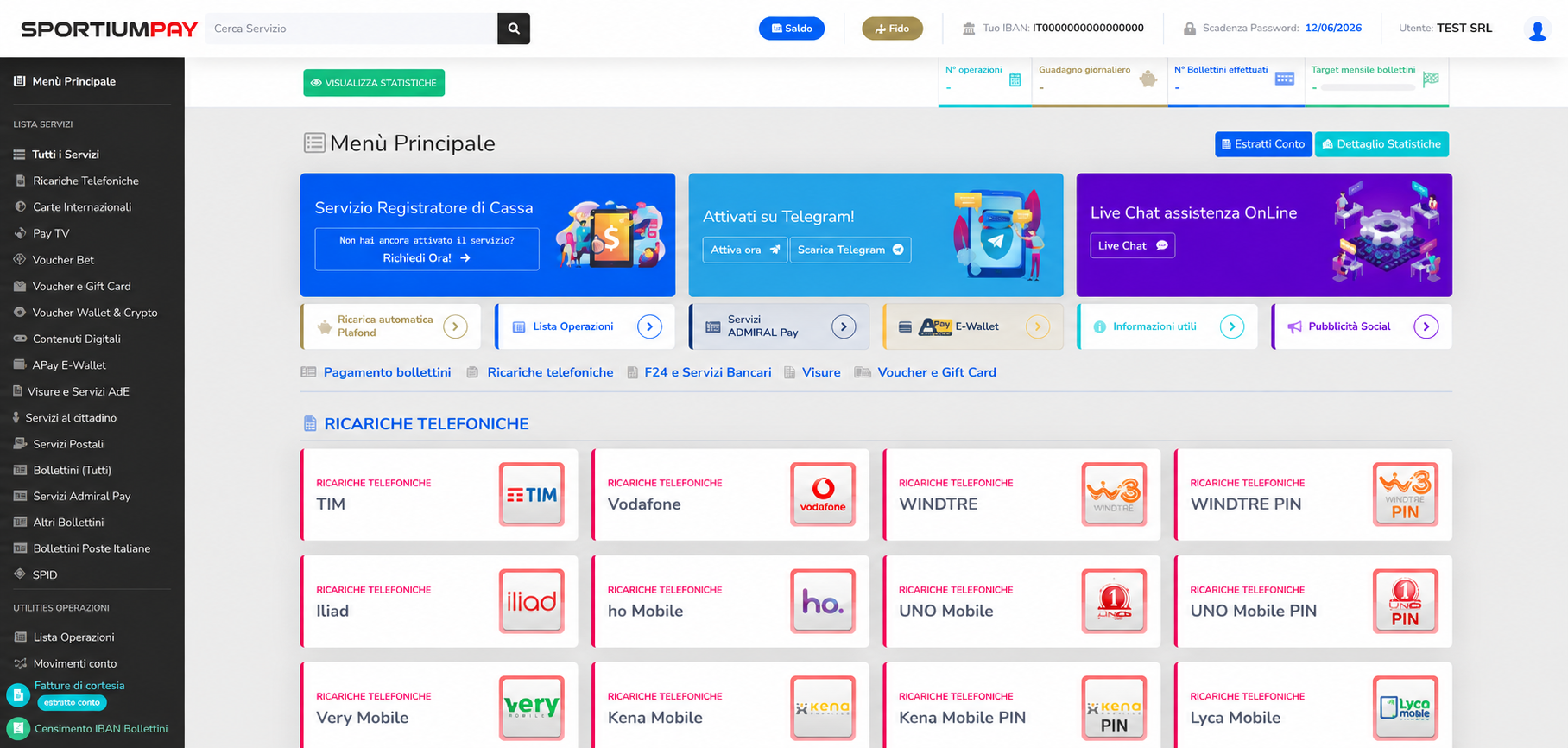 Interfaccia Operatore Sportium Pay